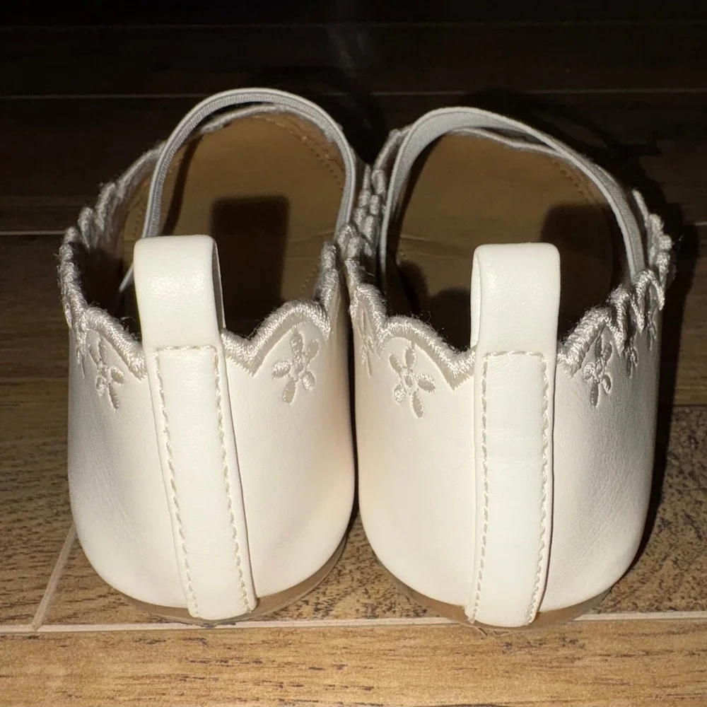 J. Crew Girls Scallop Ballerina Slipper Cream Slip On Dress Shoes Size 13‎